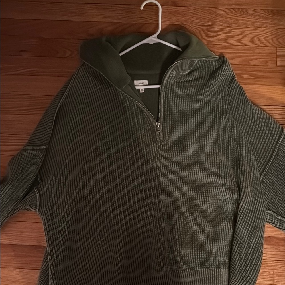 J. Jill Olive Ribbed Half-Zip Sweater